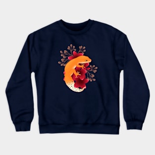 Leopard Gecko, Tangerine, and Frangipani Flowers Crewneck Sweatshirt